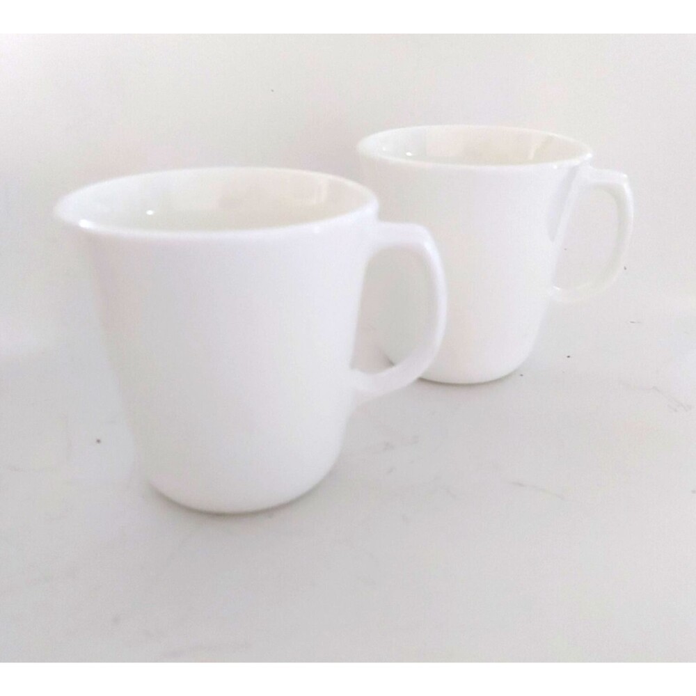 Corning White Coffee Cup Vintage Winter Frost Set of 2 D Handle